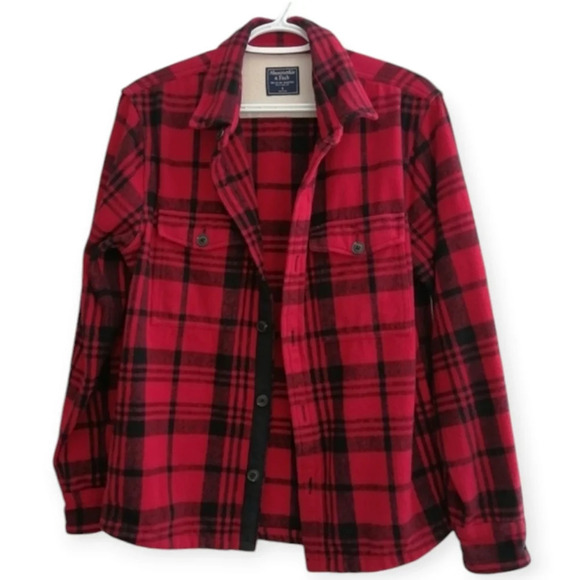Abercrombie and Fitch Men's Heavyweight Flannel Plaid Shacket Shirt Jacket Small - Picture 1 of 15